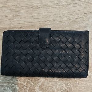 Bottega Black Leather Wallet